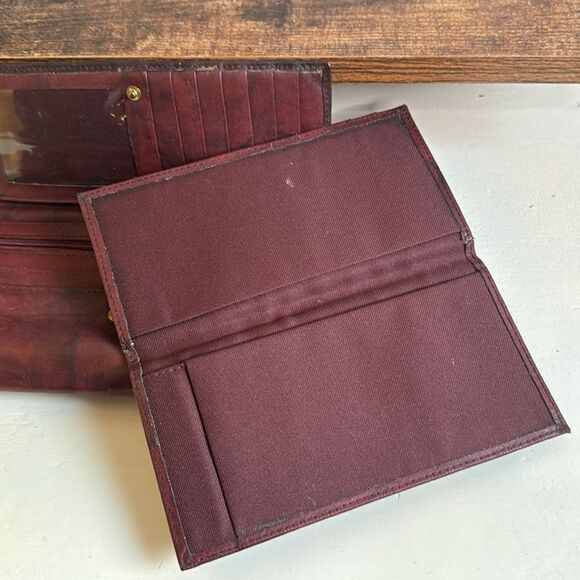 Vintage Etch 2 Prym Full Grain Red Burgundy Leather Wallet - Picture 7 of 8